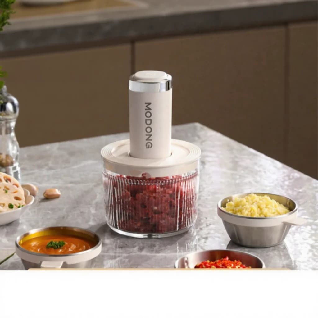 Tocător electric de alimente cu bol de sticlă, 4 lame, pentru casă