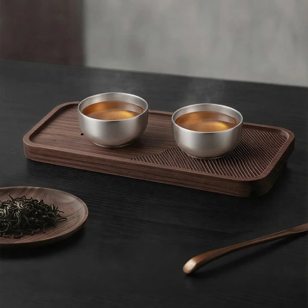 Set de cești Kung Fu din titan pur, dublă cană 55ml
