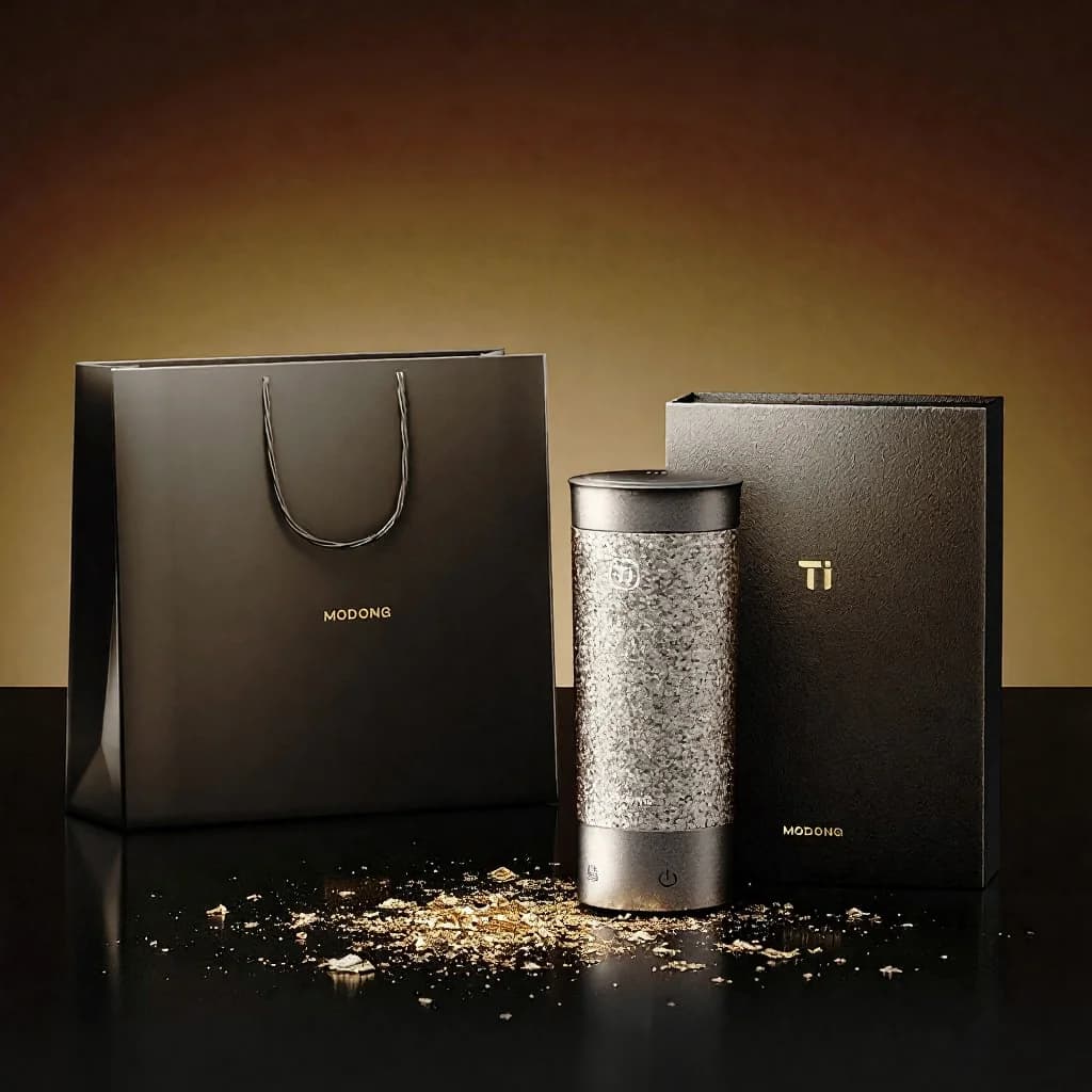 Cană electrică portabilă din titan 350ml, cutie cadou