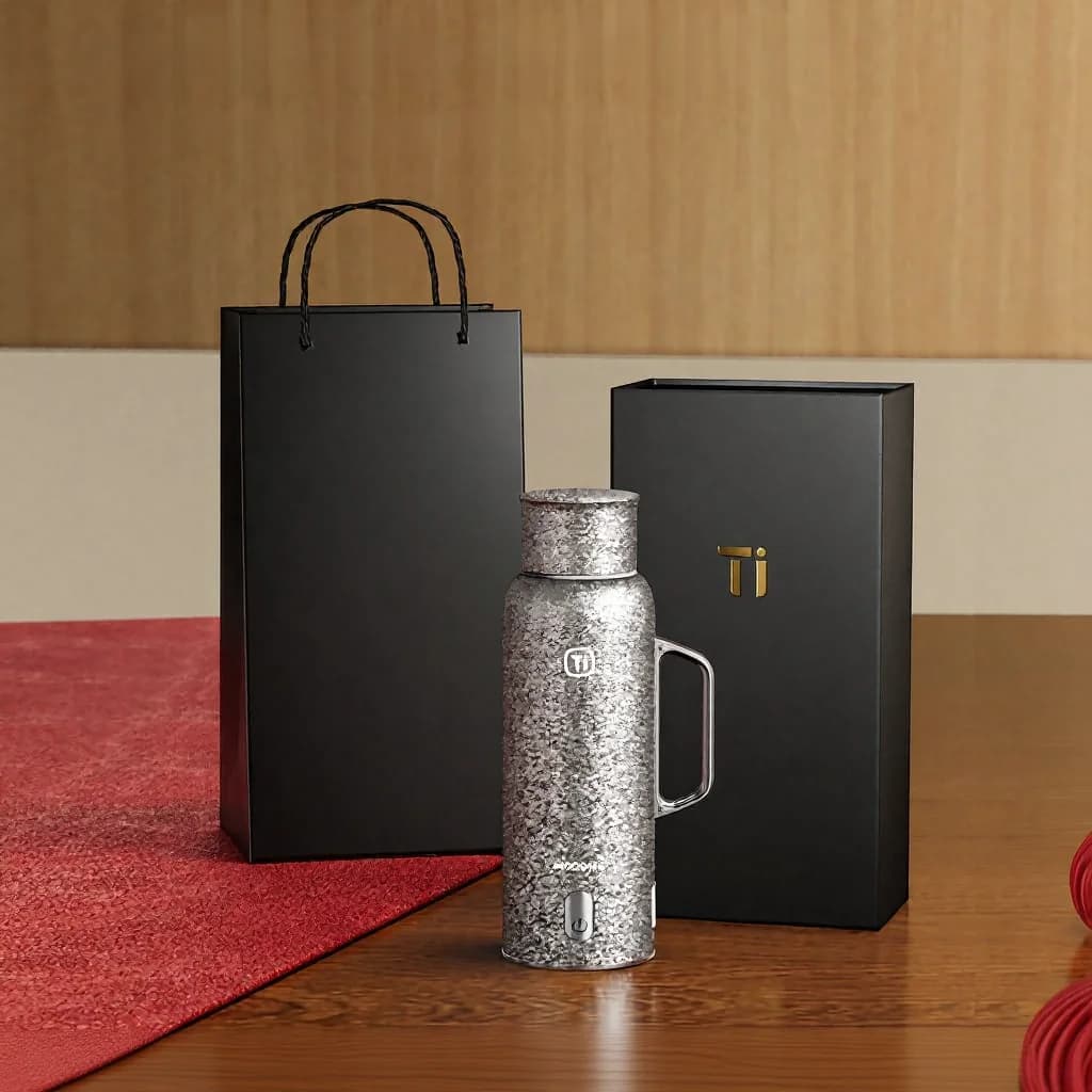 Cană izolată încălzită din titan cu mâner 680ml, cutie cadou
