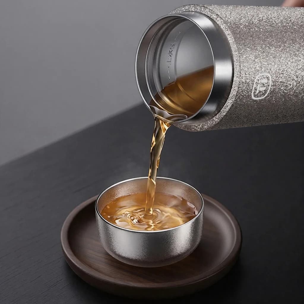 Set de cești Kung Fu din titan pur, dublă cană 55ml