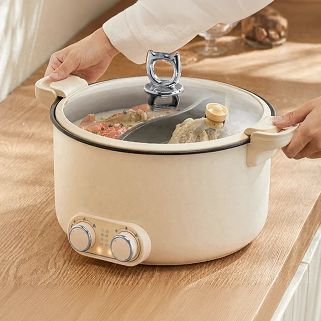 Oală electrică dublă cu zone separate 6L 7L 8L, control tactil