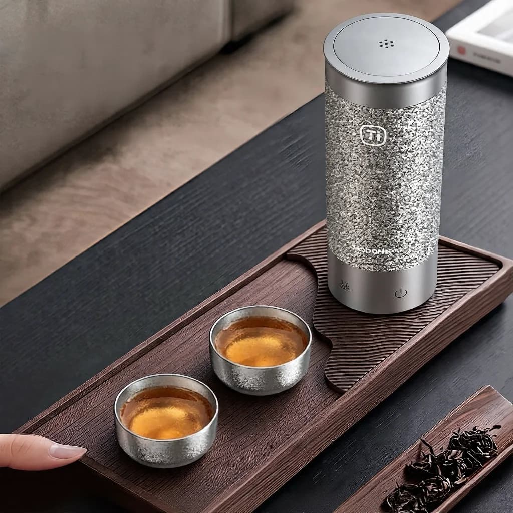 Set de cești Kung Fu din titan pur, dublă cană 55ml