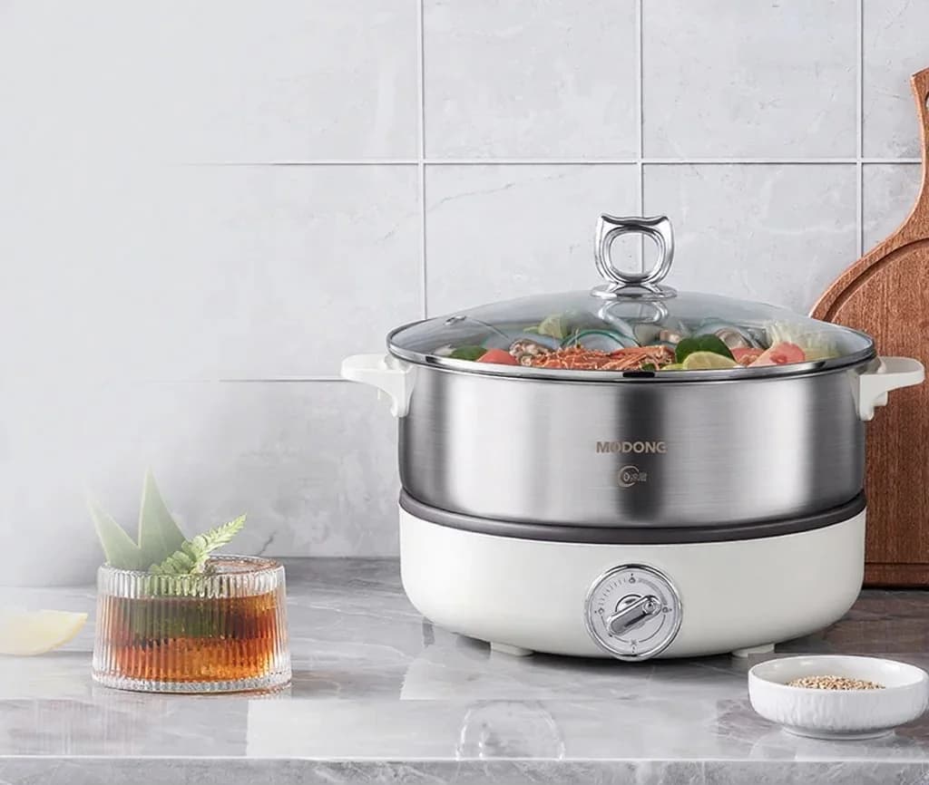 Oală electrică divizată cu cuvă din oțel inoxidabil 1500W