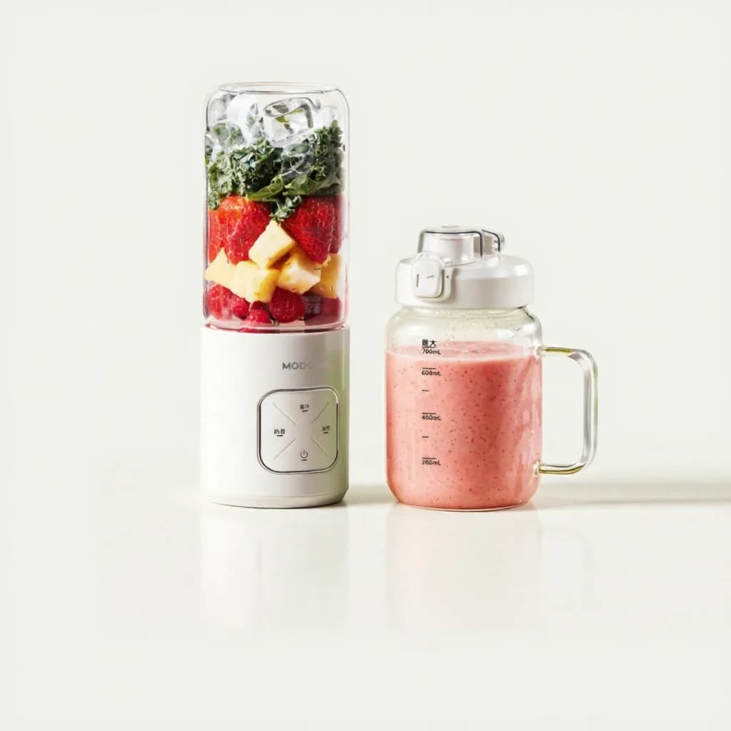 Ceașcă blender portabilă fără fir cu zdrobire de gheață și două cupe