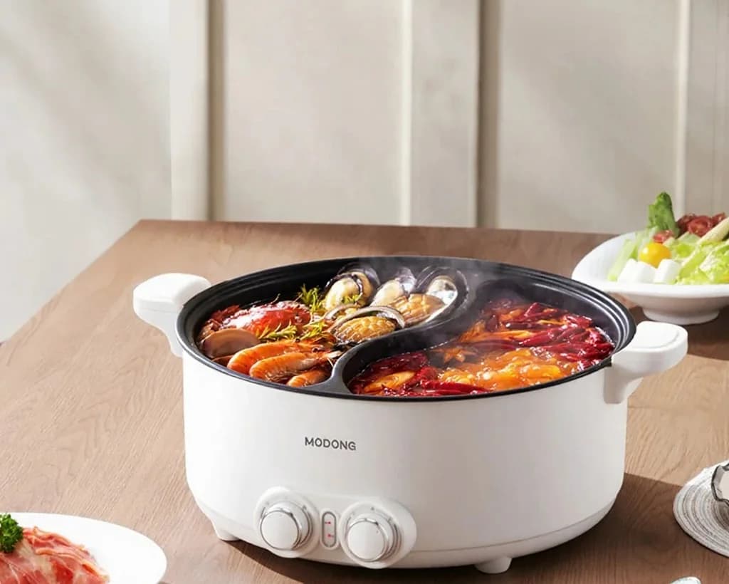 Oală electrică cu două zone, 8L, cu temperatură reglabilă
