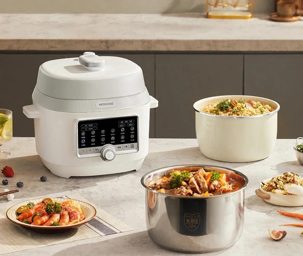 Aragaz electric sub presiune de 5L cu două oale interioare, 900W