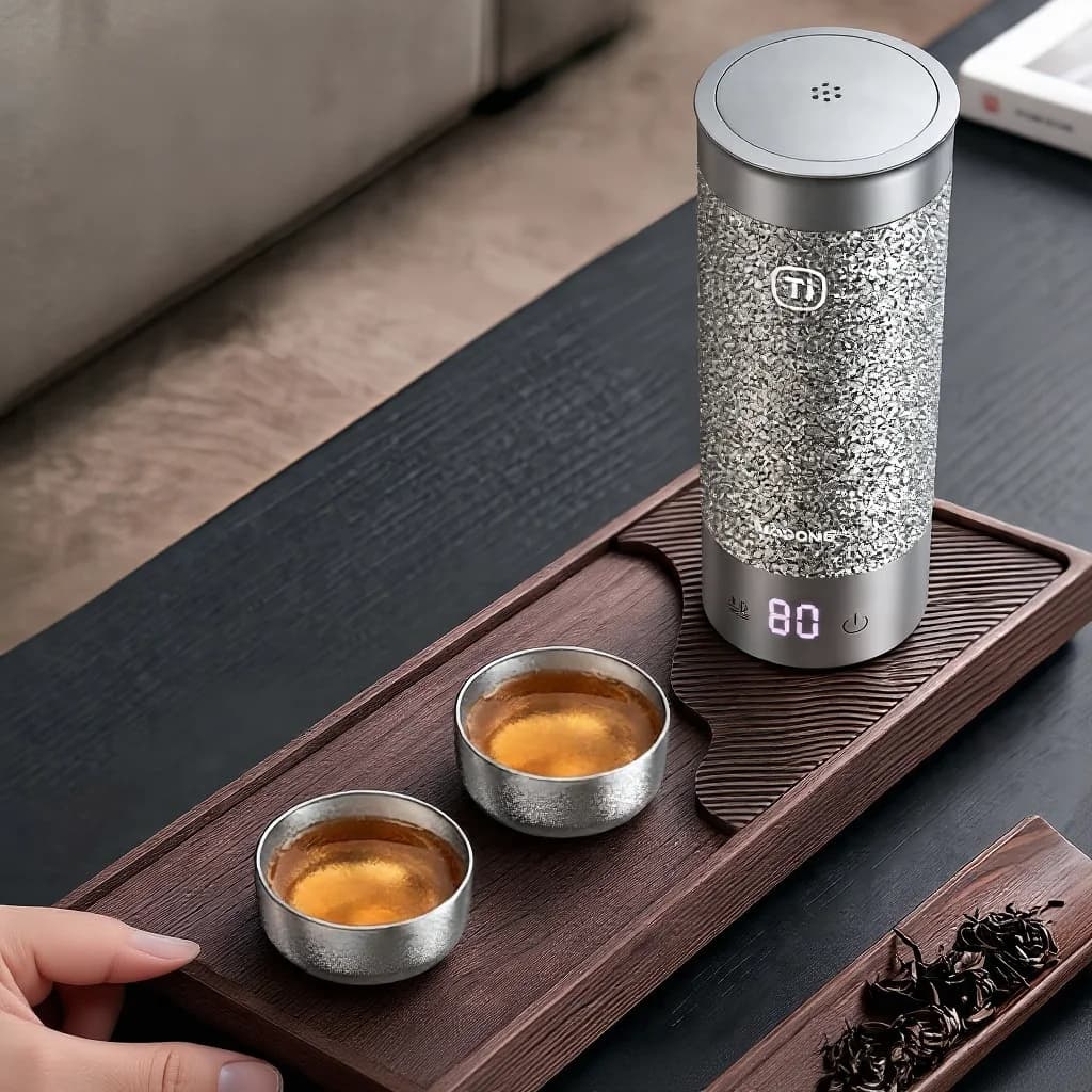 Set cești Gongfu din titan pur 55ml, finisaj simplu, lucrate manual