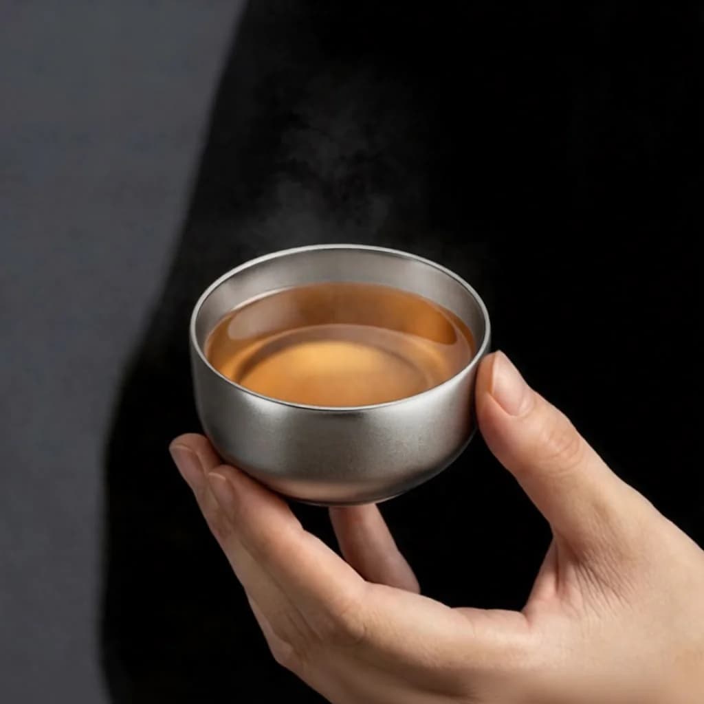 Set de cești Kung Fu din titan pur, dublă cană 55ml