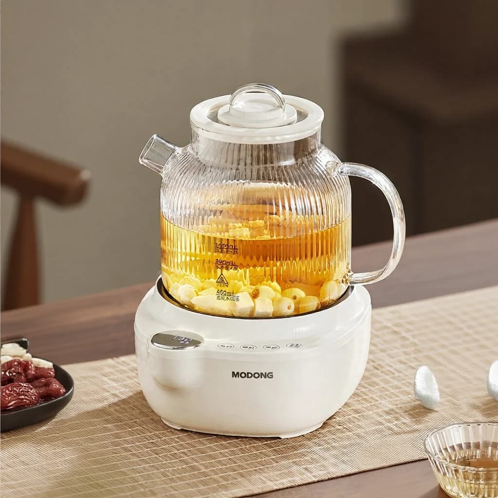 Fierbător electric de ceai din sticlă cu control al temperaturii, 1L