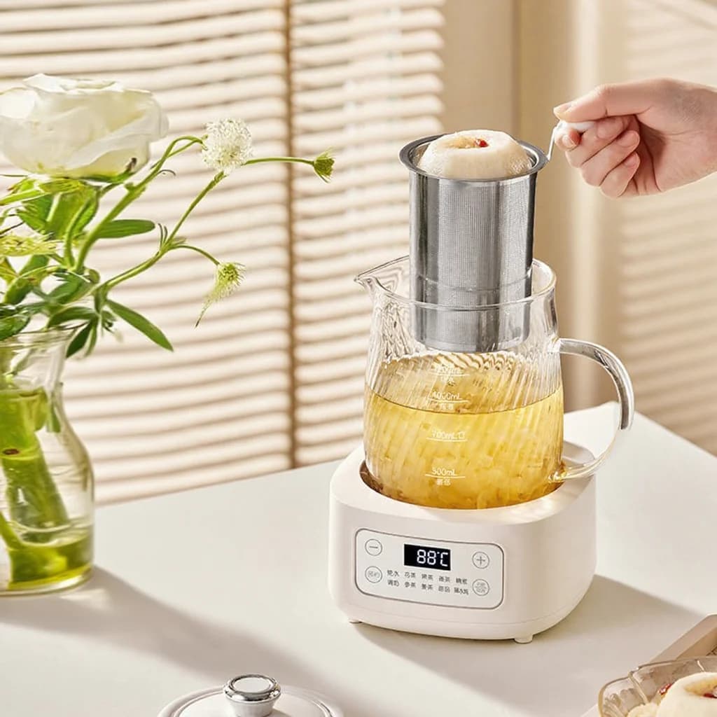 Oală electrică din sticlă cu control al temperaturii 1.2L