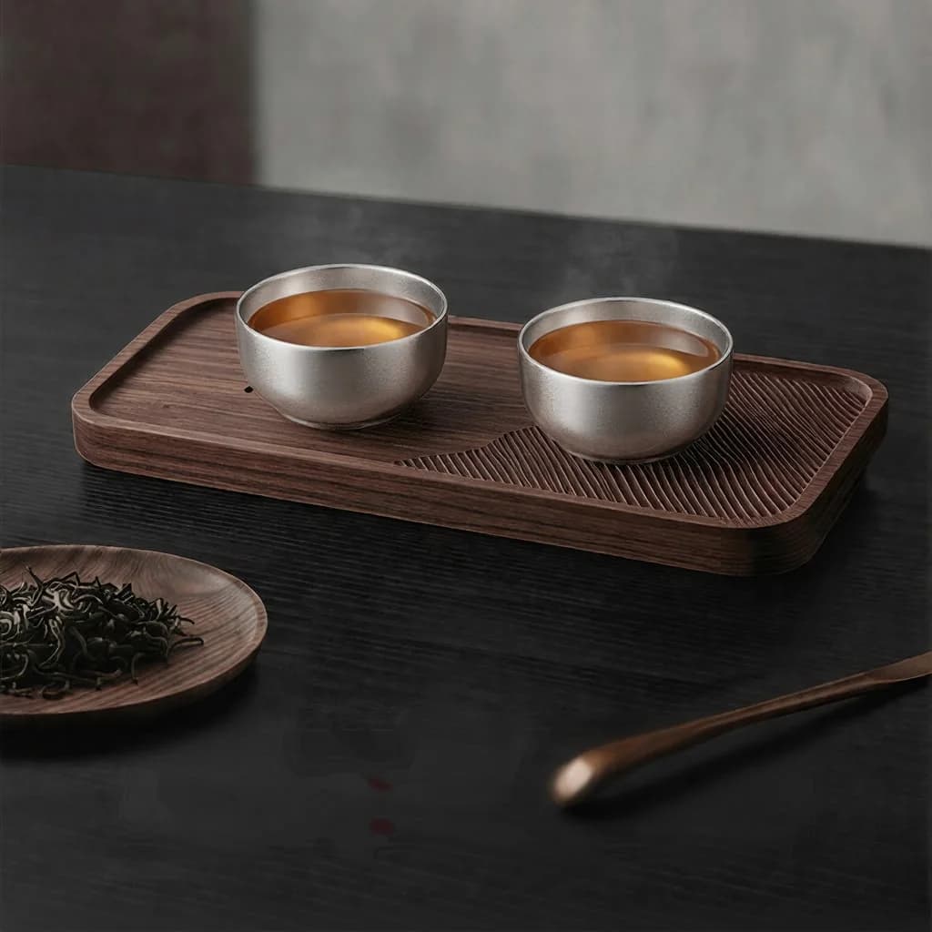 Set cești Gongfu din titan pur 55ml, finisaj simplu, lucrate manual