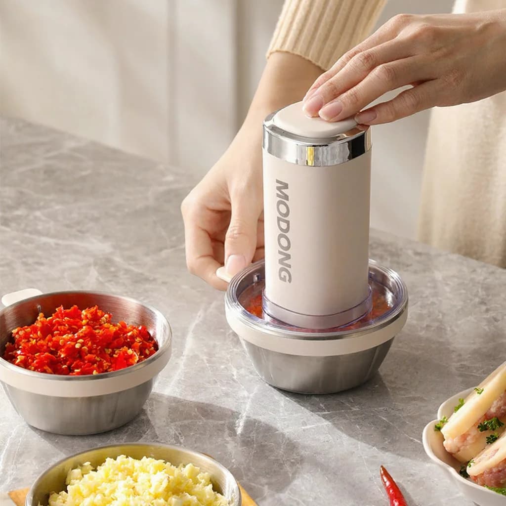 Tocător electric de alimente cu bol de sticlă, 4 lame, pentru casă