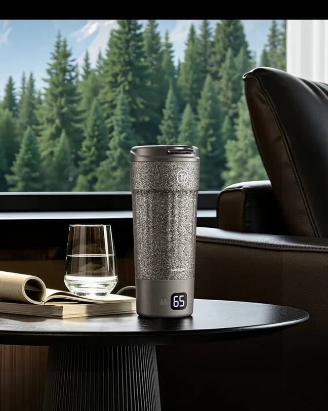 Cană electrică de călătorie din titan 400ml cu afișaj de temperatură