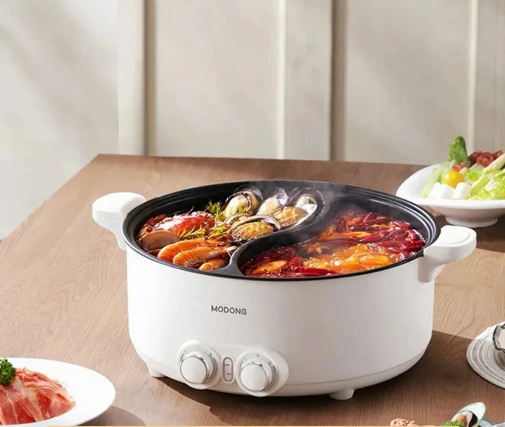 Oală electrică hot pot cu două zone de 7L și control independent al temperaturii