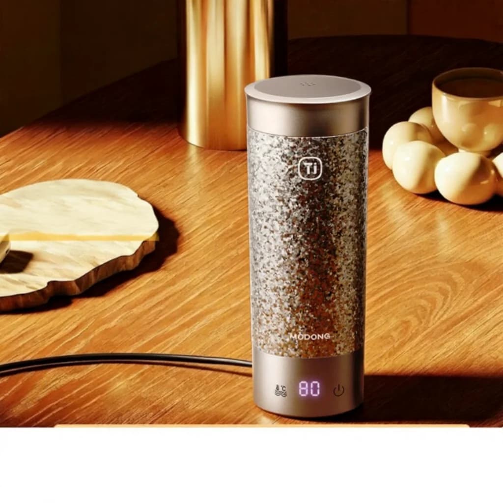 Cană electrică portabilă din titan 350ml, cutie cadou
