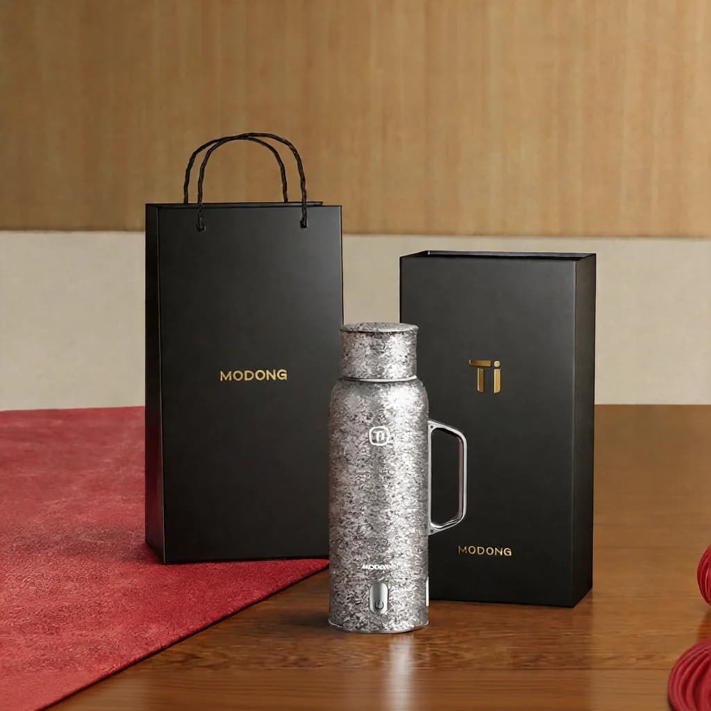 Cană izolată încălzită din titan cu mâner 680ml, cutie cadou
