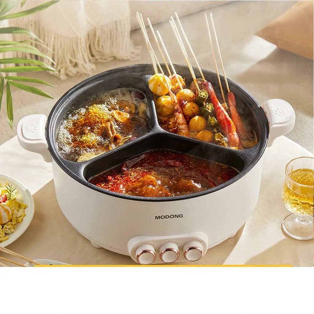 Oală electrică pentru hot pot cu divizor, 6L-8L, 220V, 5-6 persoane
