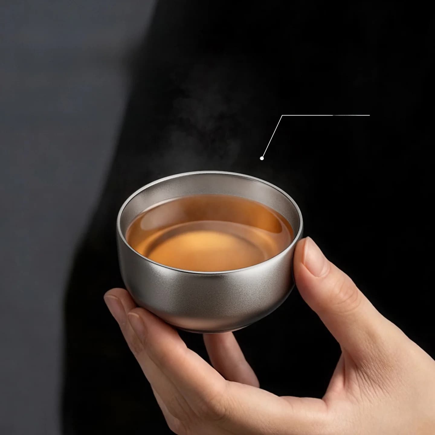 Set de cești Gongfu din titan pur 55ml, realizat manual, finisaj simplu