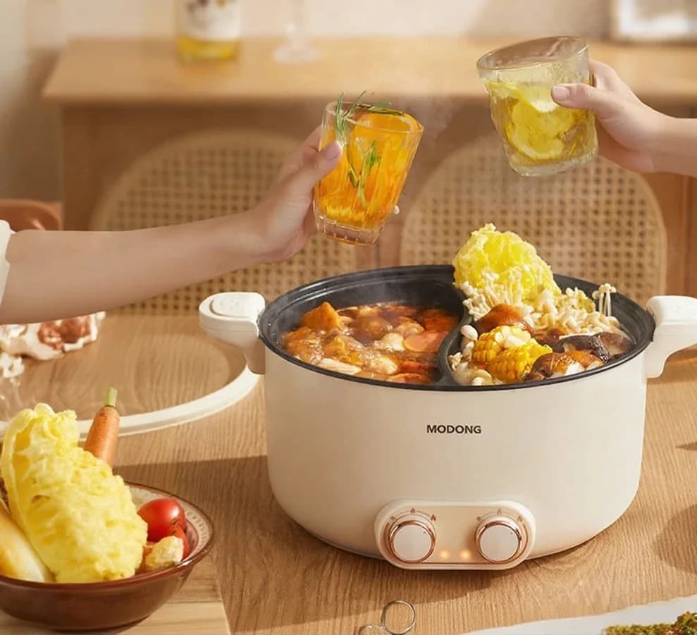 Oală electrică dublă cu zone separate 6L 7L 8L, control tactil