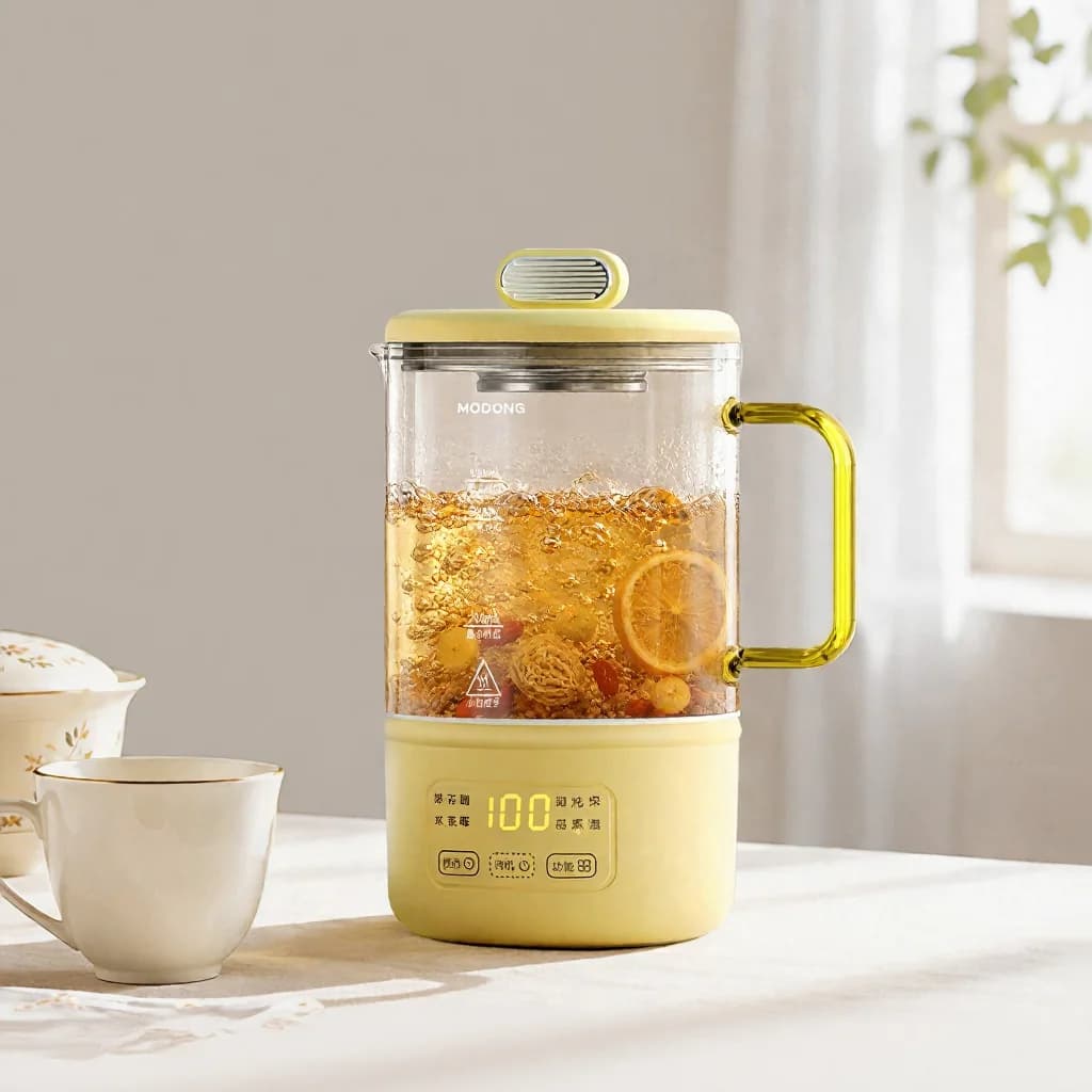 Oală electrică din sticlă pentru sănătate 600ml 500W cu menținere la cald și timer