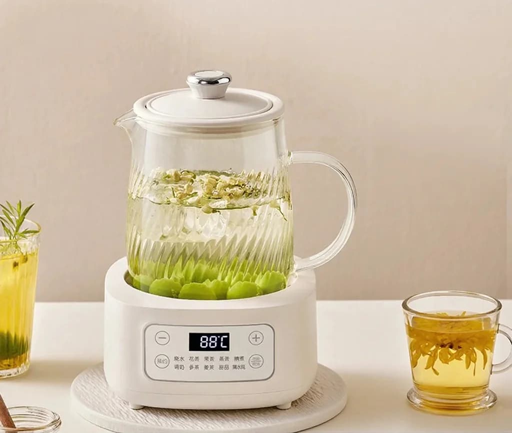 Oală electrică din sticlă 1-1.5L cu control tactil pentru ceai