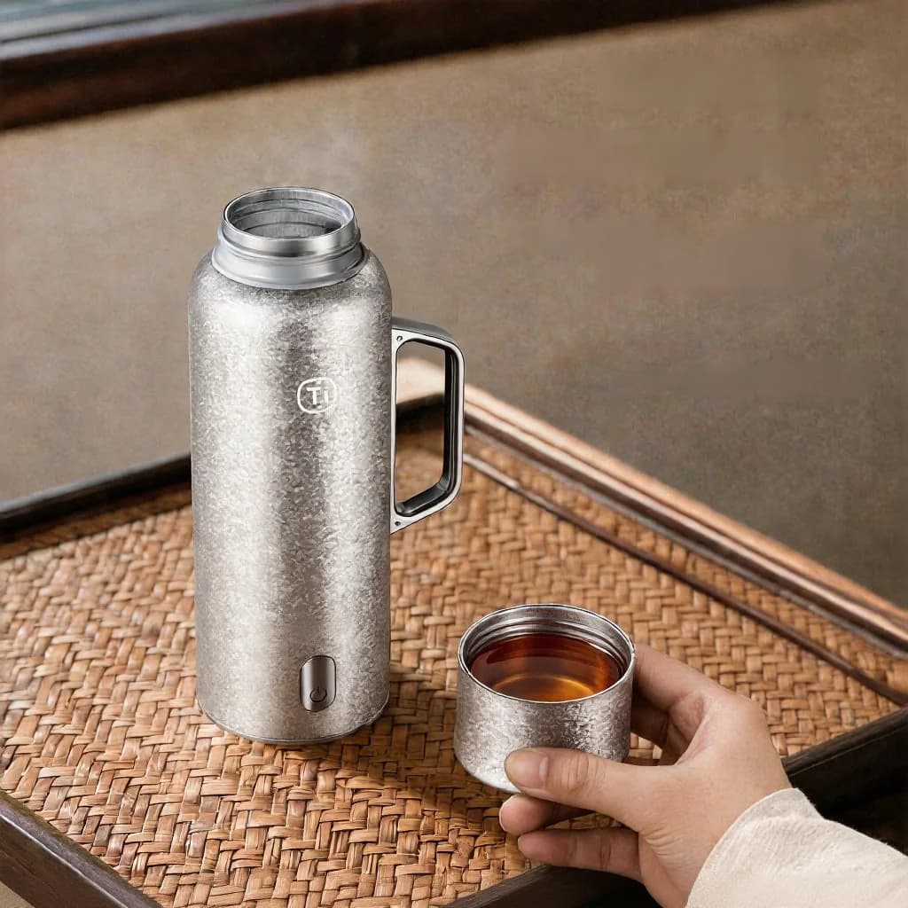 Cană izolată încălzită din titan cu mâner 680ml, cutie cadou