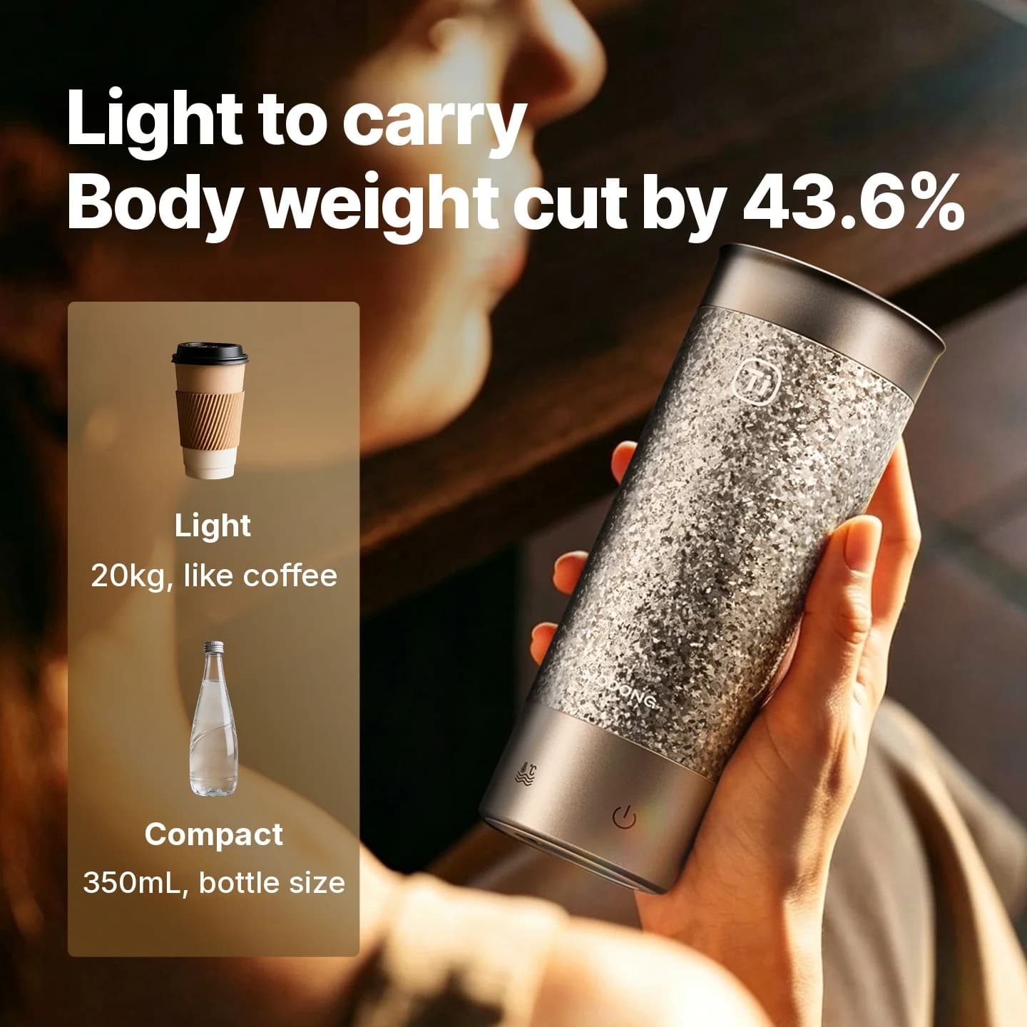 Cană electrică termică din titan 350ml cu control al temperaturii