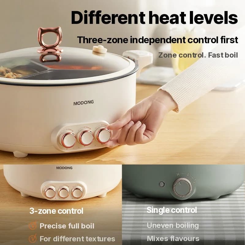 Oală electrică pentru hot pot cu divizor, 6L-8L, 220V, 5-6 persoane