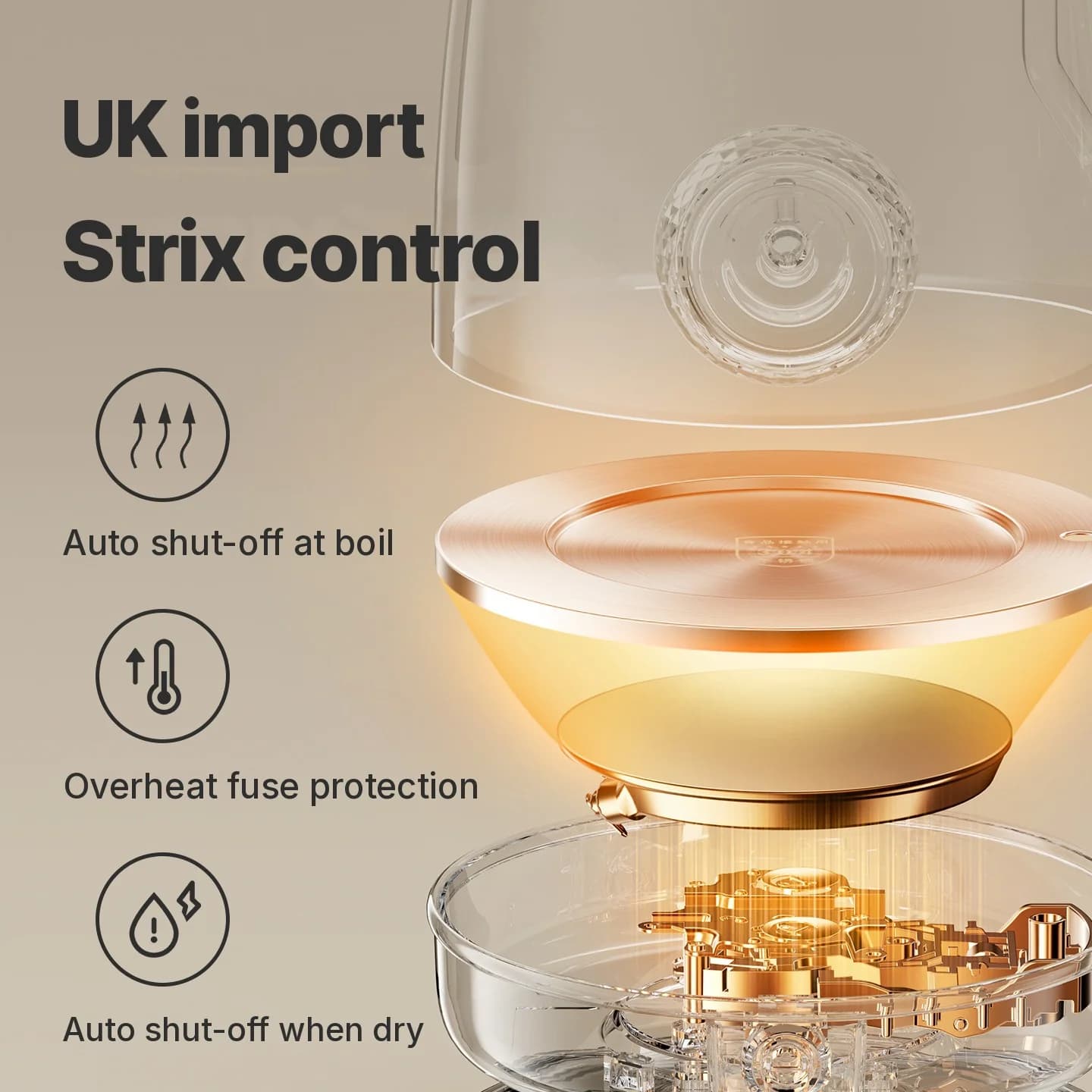 Ceainic electric din oțel inoxidabil cu indicator de temperatură 1.8L
