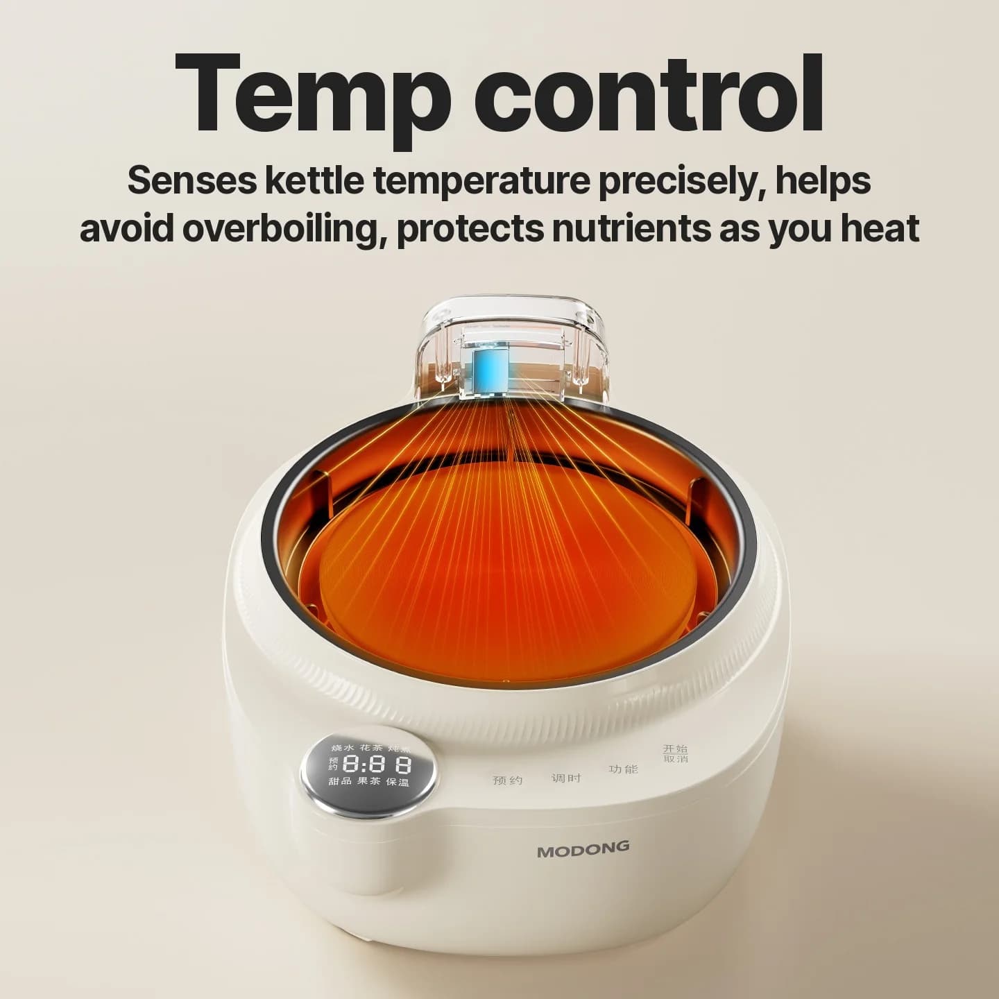 Fierbător electric de ceai din sticlă cu control al temperaturii, 1L