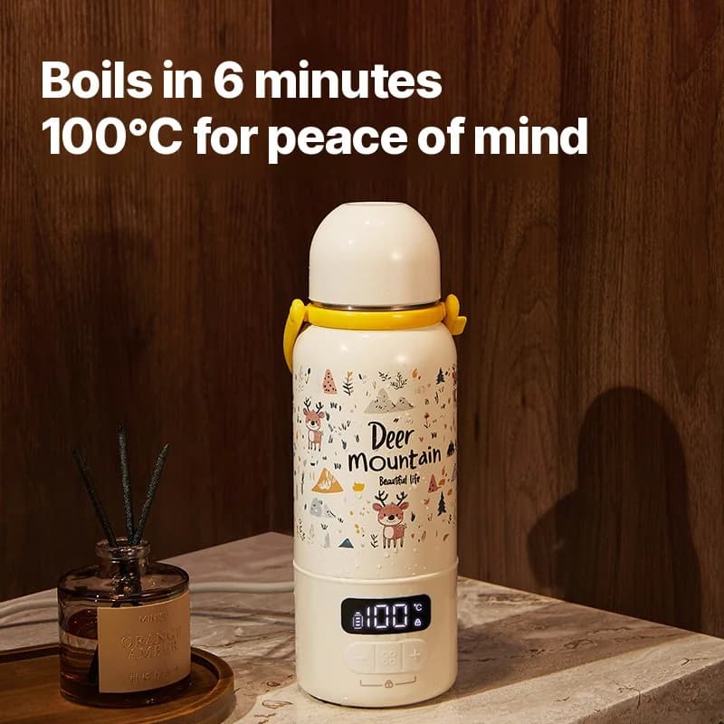 Cană electrică portabilă pentru încălzirea apei, fierbere la 100°C și termostat
