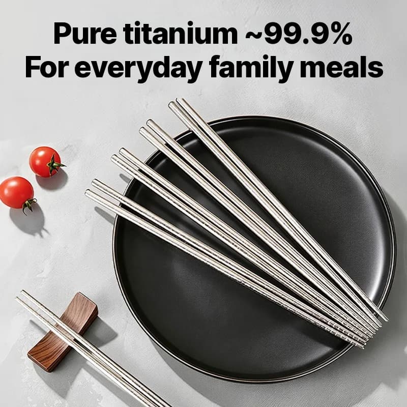 Set de bețișoare din titan pur, 5 perechi, 23 cm, finisaj oglindă