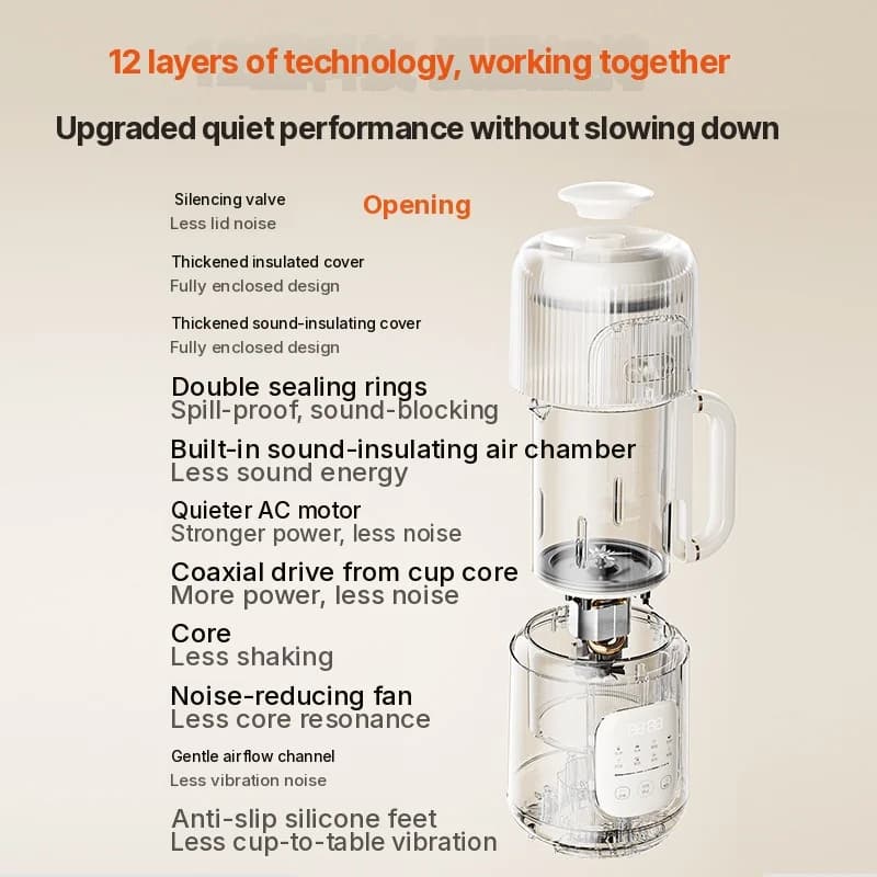 Blender cu încălzire 1,2L, control tactil, corp din sticlă