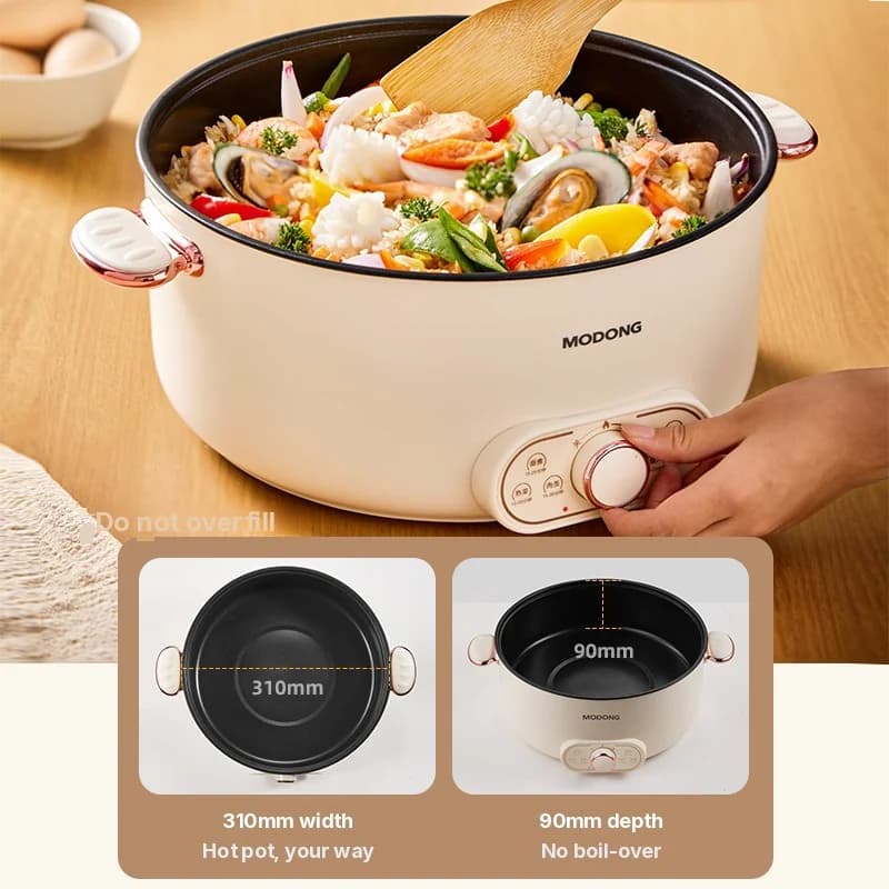 Oală electrică Hot Pot de 6L cu coș de aburire, antiaderentă