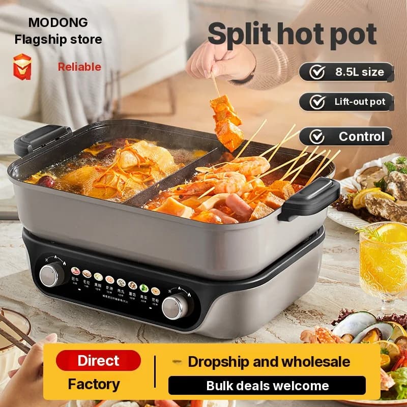 Oală electrică despărțită, control cu două butoane, 8L, neagră