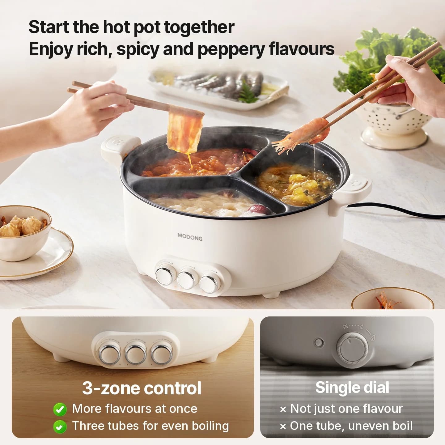 Oală electrică pentru hot pot cu separator, 5,6L/8L, 220V