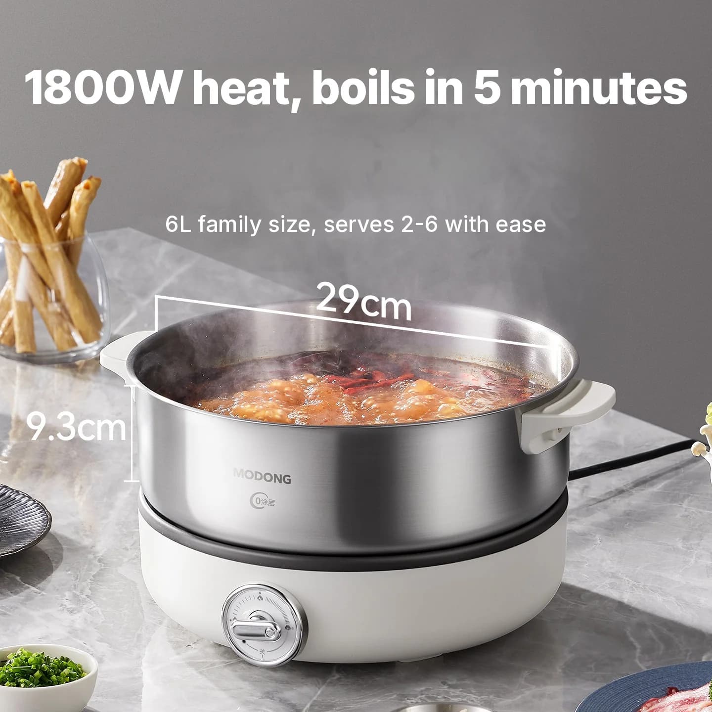 Oală electrică separată cu căptușeală din oțel inoxidabil 1500W