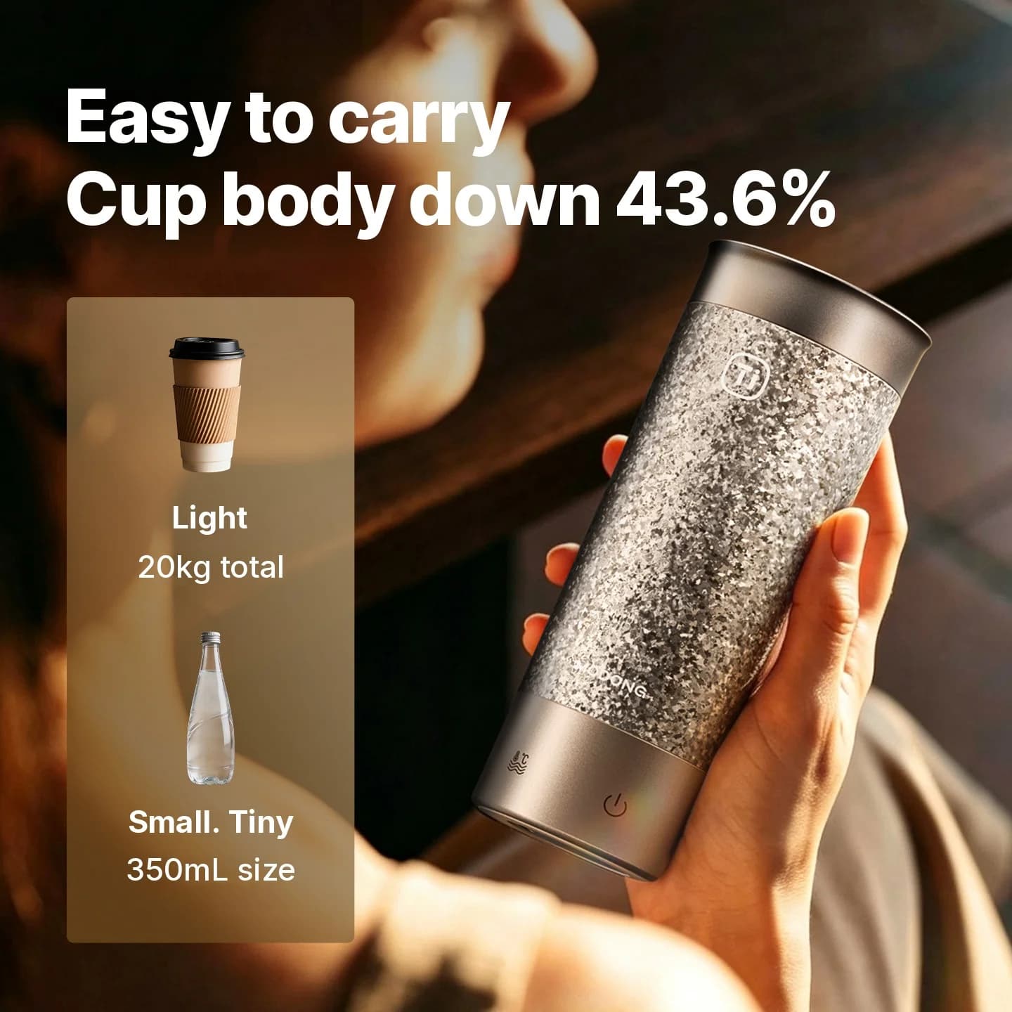 Cană electrică portabilă din titan 350ml, cutie cadou