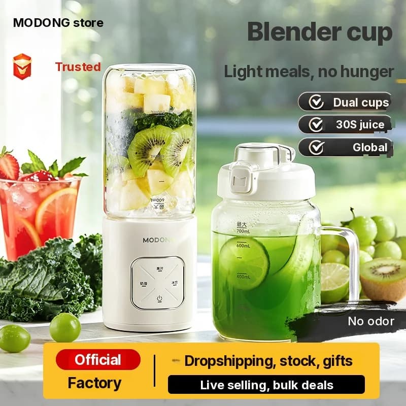 Cană portabilă wireless blender cu două cupe și zdrobire de gheață