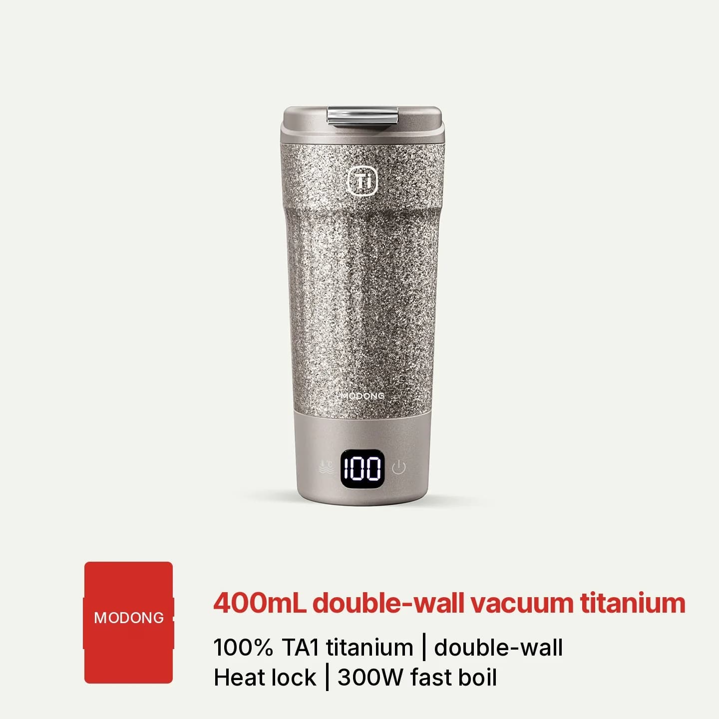 Cană electrică de călătorie din titan 400ml cu afișaj temperatură