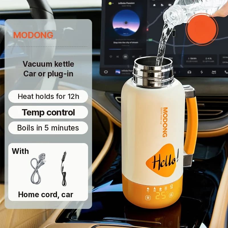 Cană electrică portabilă pentru încălzire, auto și priză, 1L, oțel inoxidabil 316
