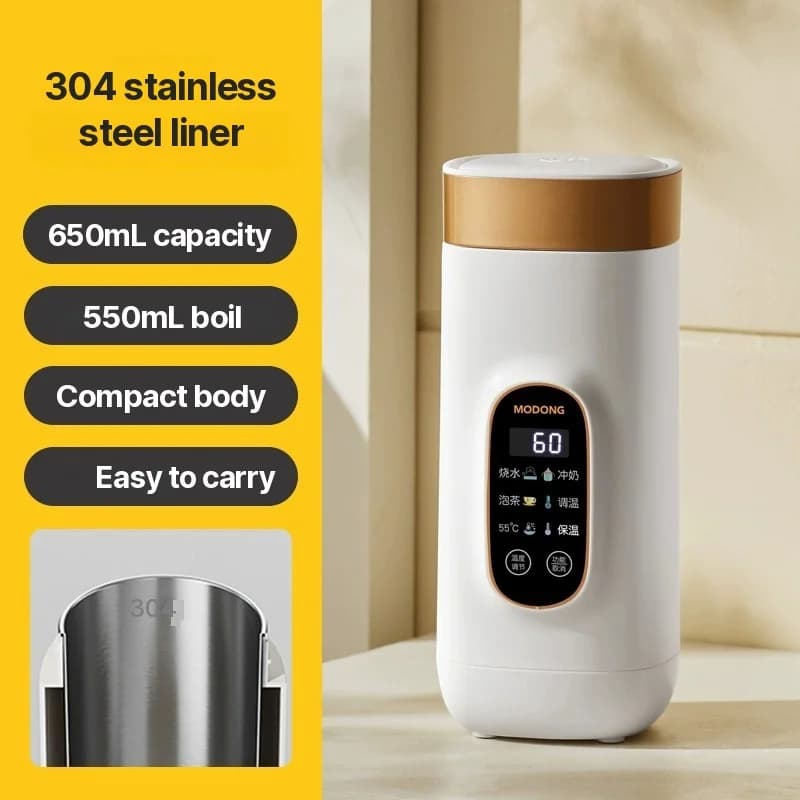 Cană electrică portabilă de încălzire 650ml cu căptușeală 304 sau 316