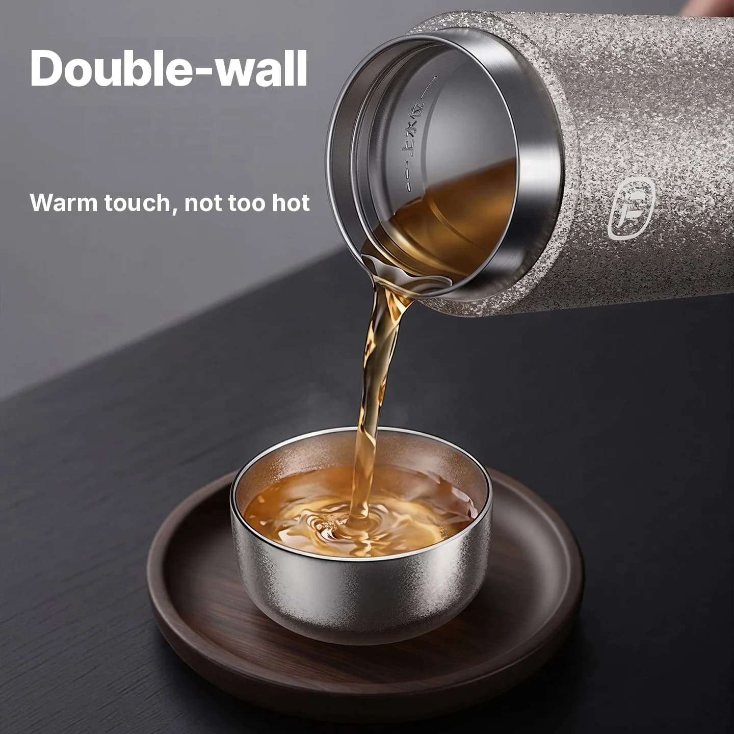 Set de cești Gongfu din titan pur 55ml, realizat manual, finisaj simplu