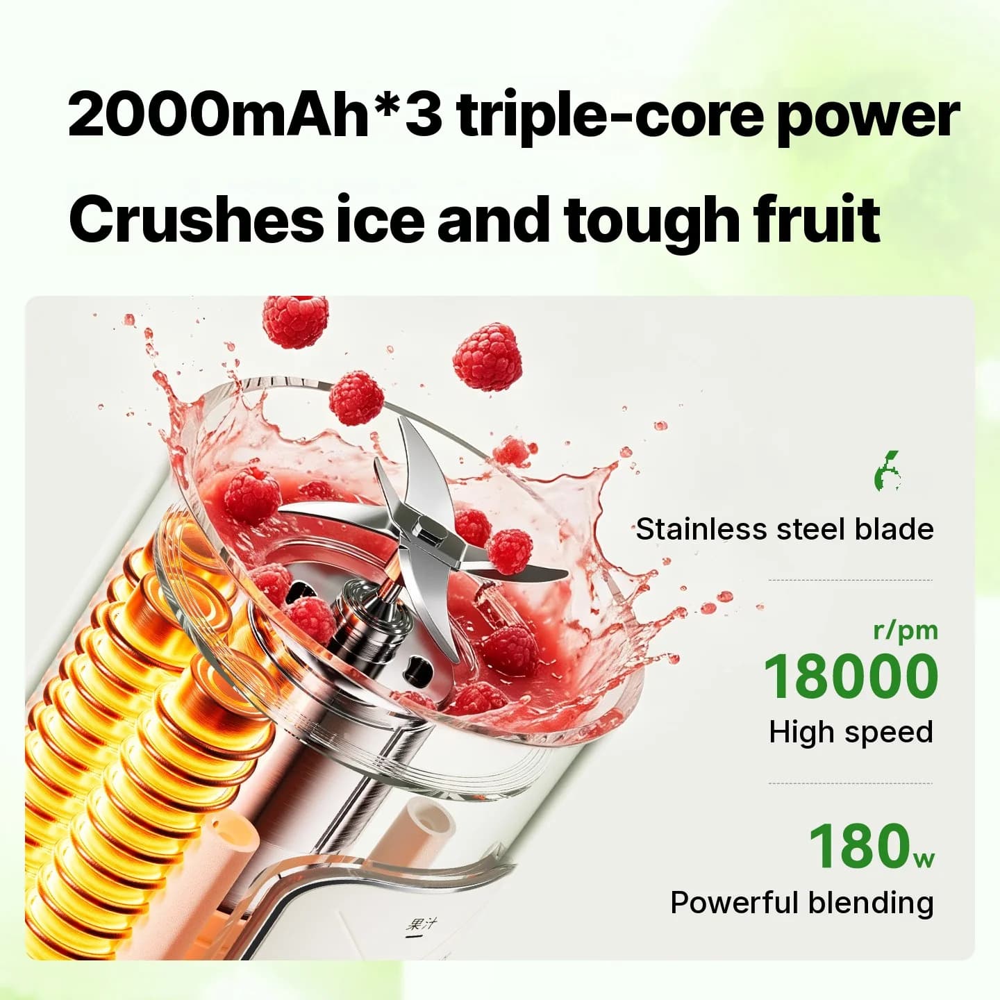 Cană portabilă wireless blender cu două cupe și zdrobire de gheață