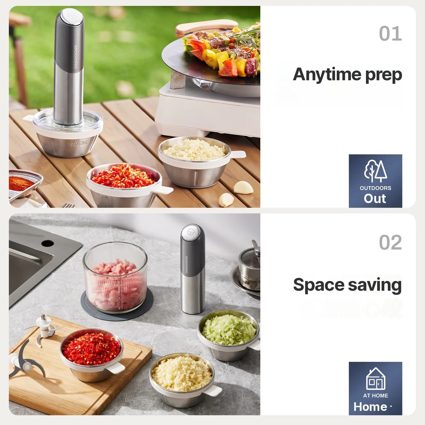 Tocător electric wireless de alimente, 100W, mini tocător de usturoi