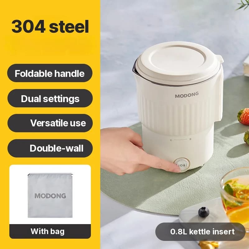 Cană fierbător electric pliabil de călătorie, oțel inoxidabil