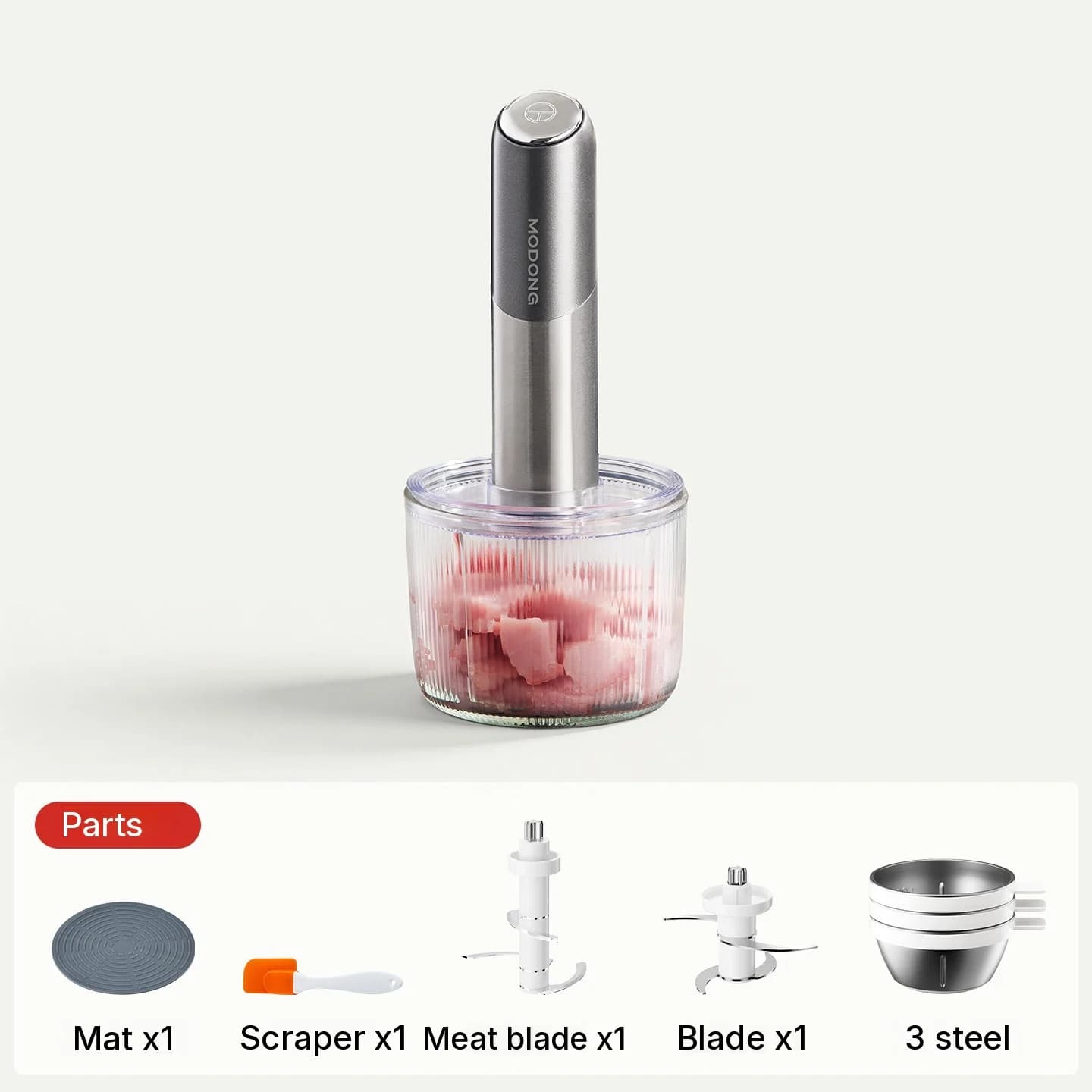 Tocător electric portabil cu bol din sticlă
