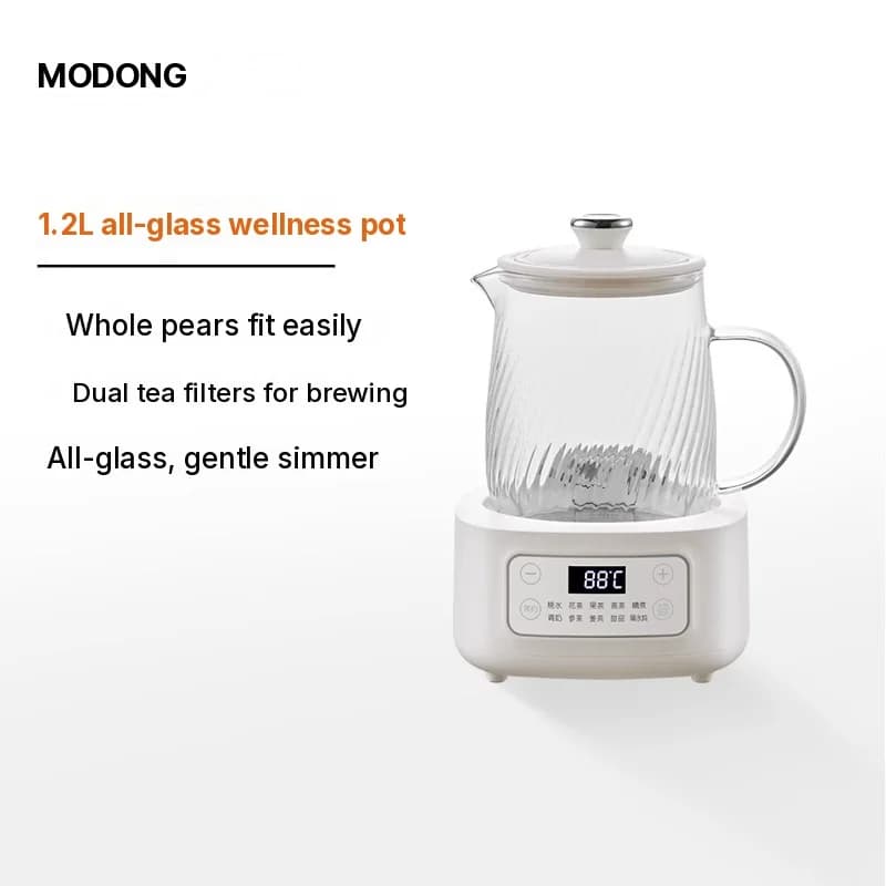 Oală electrică din sticlă 1-1.5L cu control tactil pentru ceai