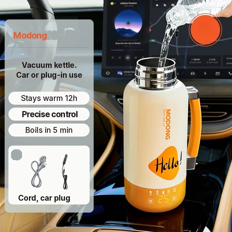 Ceașcă fierbător electric portabil pentru mașină și priză, 1L, oțel inoxidabil 316